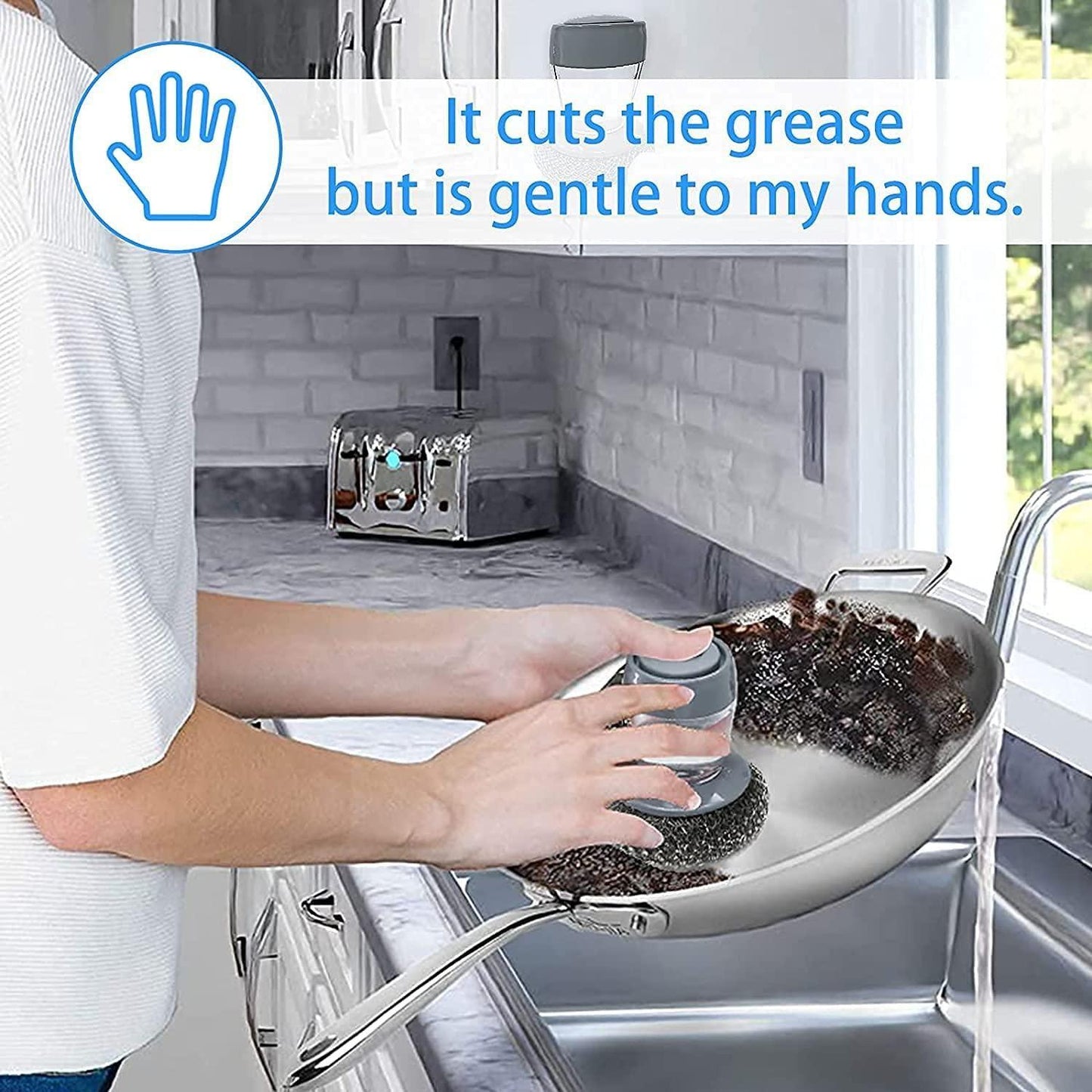 2 in 1 Liquid Soap Dispensing Palm Brush