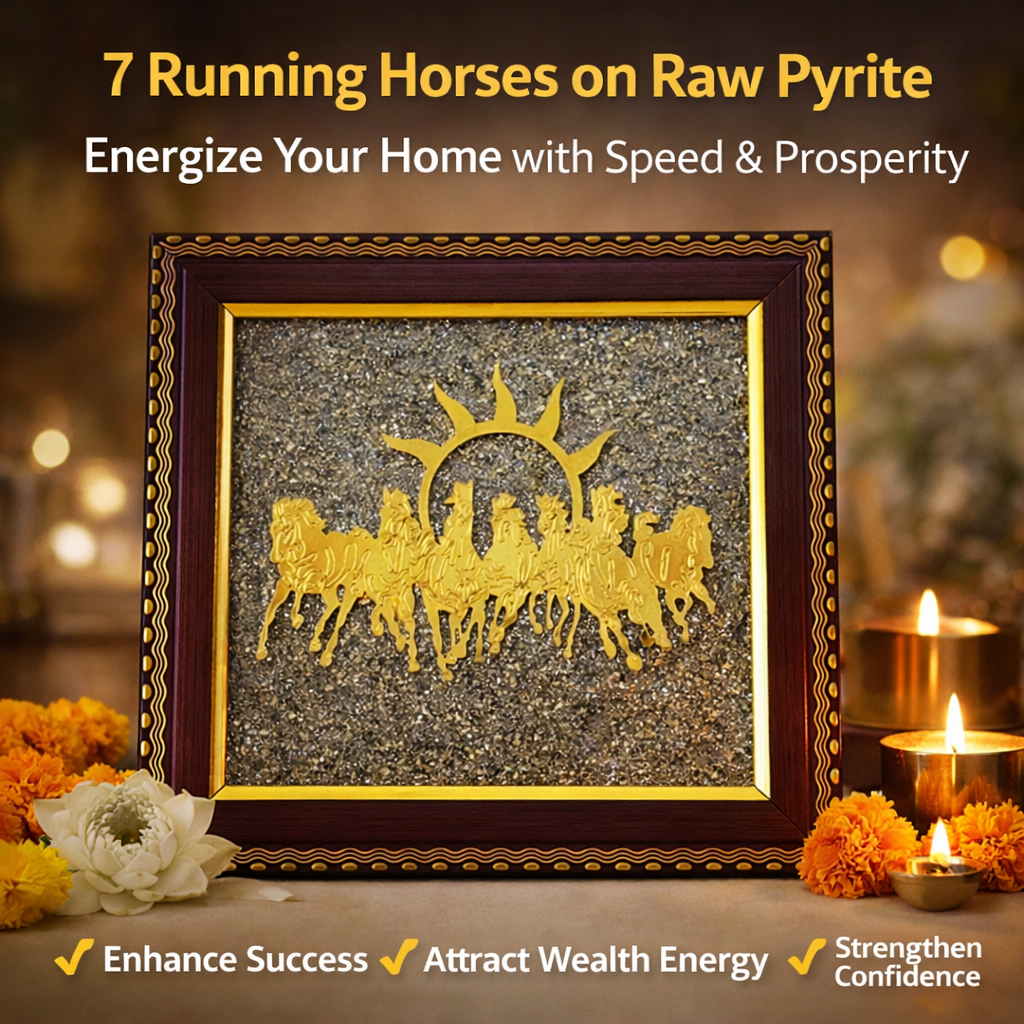 7 Horses on Raw Pyrite Frame