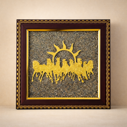 7 Horses on Raw Pyrite Frame
