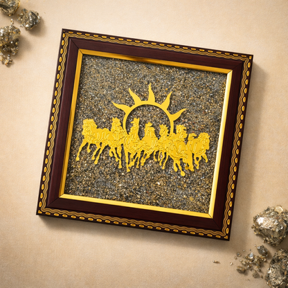 7 Horses on Raw Pyrite Frame
