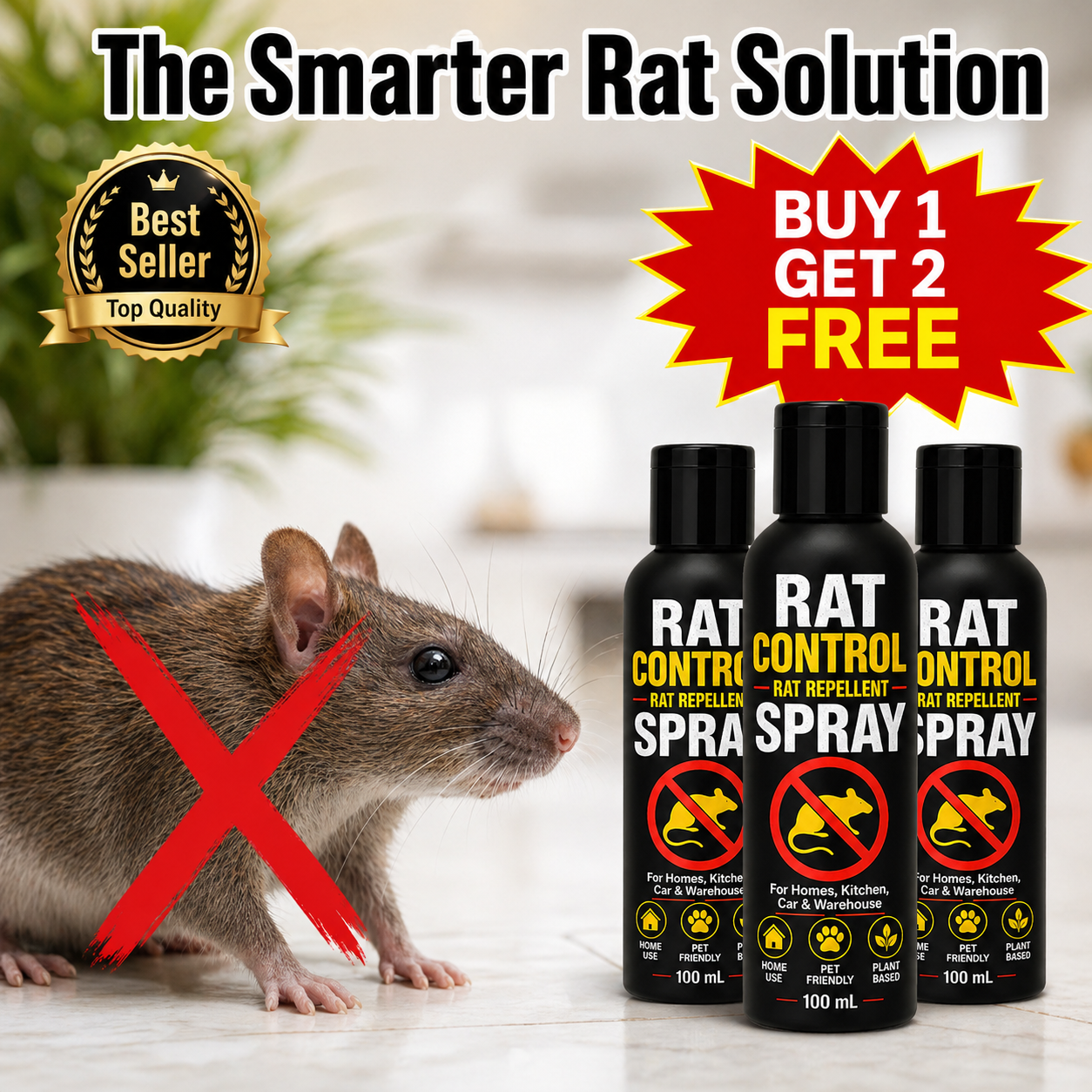 Rat Control - Rat Repellent Spray | BUY 1 GET 2 FREE!
